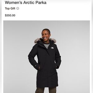 The North Face Black Coat with Fur Hood and gloves